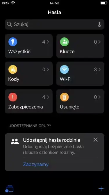Aplikacja z hasłami na iOS